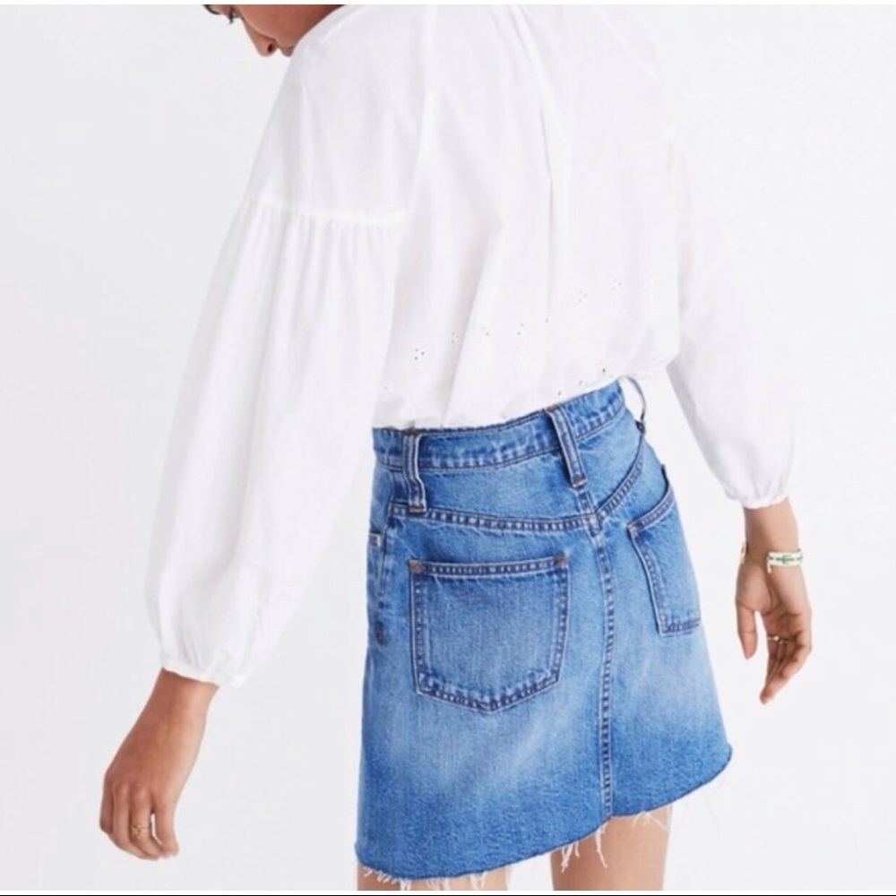 Madewell Women’s Mini Skirt Jean Size 30 Frisco Denim A Line Cut Off - Picture 5 of 12